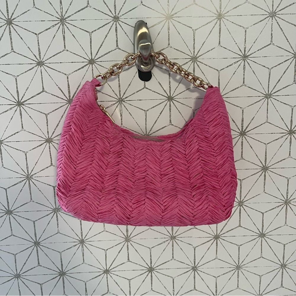 H&M Pink Straw Chain Shoulder Bag